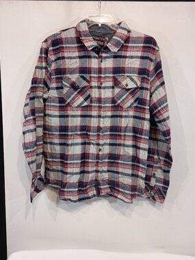 PX Premium Xpression Blue Plaid Long Sleeve Button Flannel Shirt Mens MEDIUM